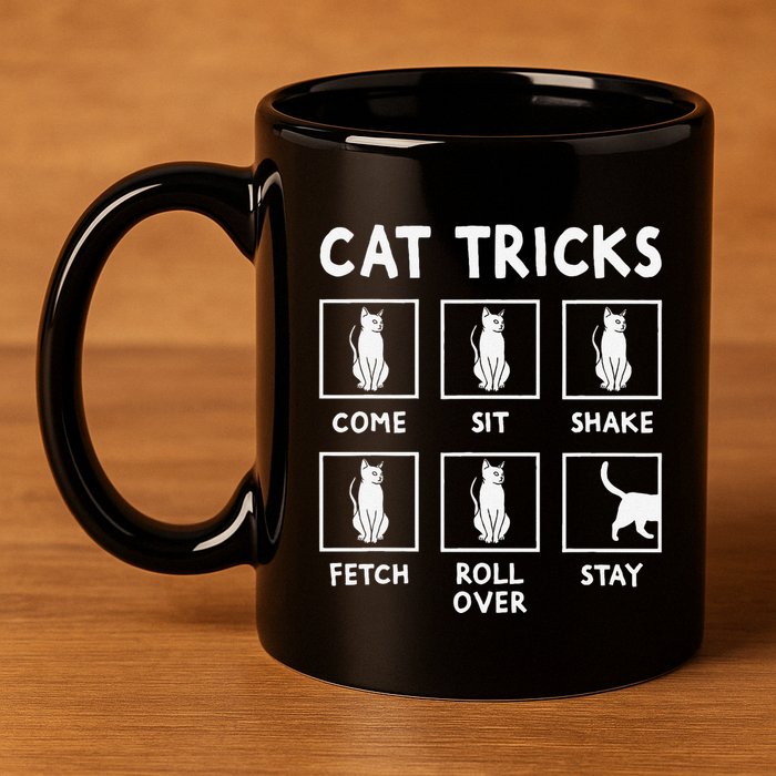 Cat Owner Funny Cat Tricks For Feline Kitten Lover 11oz C Handle Ceramic Mug