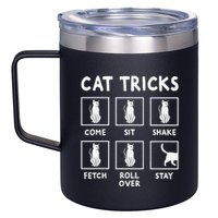 Cat Owner Funny Cat Tricks For Feline Kitten Lover 12oz Stainless Steel Coffee Mug