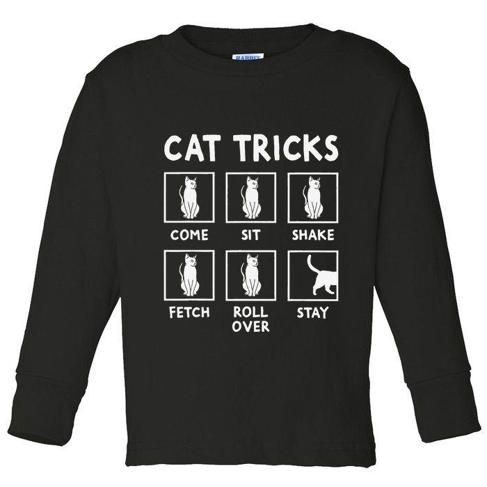 Cat Owner Funny Cat Tricks For Feline Kitten Lover Toddler Long Sleeve Shirt