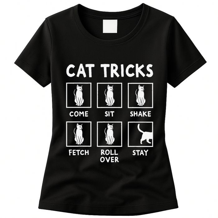 Cat Owner Funny Cat Tricks For Feline Kitten Lover Womens T-Shirt