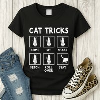Cat Owner Funny Cat Tricks For Feline Kitten Lover Womens T-Shirt