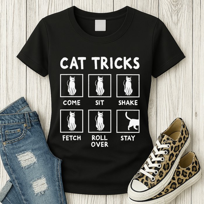 Cat Owner Funny Cat Tricks For Feline Kitten Lover Womens T-Shirt