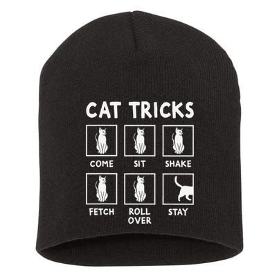 Cat Owner Funny Cat Tricks For Feline Kitten Lover Short Acrylic Beanie