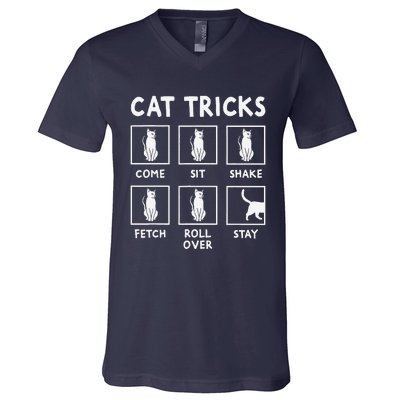 Cat Owner Funny Cat Tricks For Feline Kitten Lover V-Neck T-Shirt