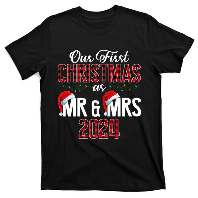 Cute Our First Christmas As Mr & Mrs 2024 Couples Pajamas Long Sleeve T-Shirt