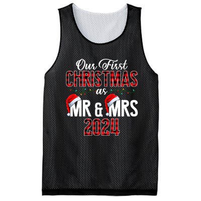 Cute Our First Christmas As Mr & Mrs 2024 Couples Pajamas Long Sleeve Mesh Reversible Basketball Jersey Tank