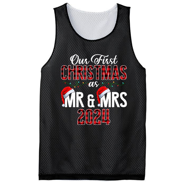 Cute Our First Christmas As Mr & Mrs 2024 Couples Pajamas Long Sleeve Mesh Reversible Basketball Jersey Tank