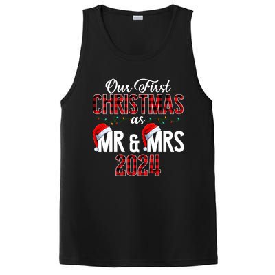 Cute Our First Christmas As Mr & Mrs 2024 Couples Pajamas Long Sleeve PosiCharge Competitor Tank