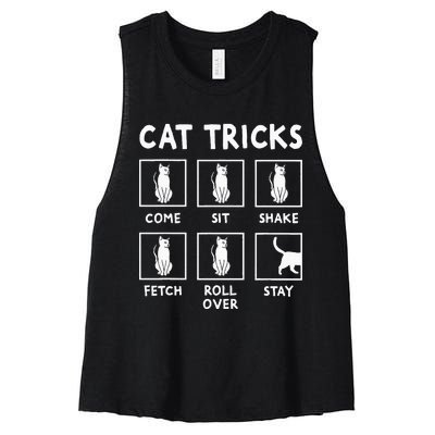 Cat Owner Funny Cat Tricks For Feline Kitten Lover Women's Racerback Cropped Tank