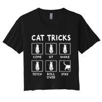 Cat Owner Funny Cat Tricks For Feline Kitten Lover Women's Crop Top Tee