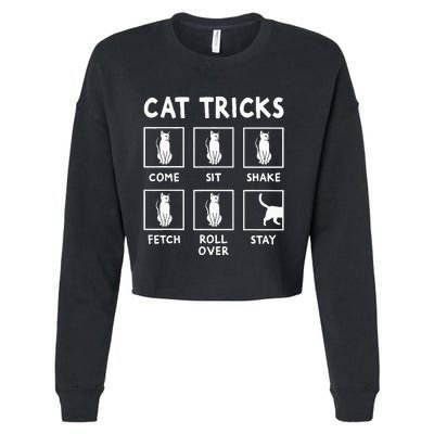 Cat Owner Funny Cat Tricks For Feline Kitten Lover Cropped Pullover Crew