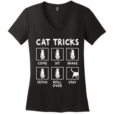 Cat Owner Funny Cat Tricks For Feline Kitten Lover Women's V-Neck T-Shirt