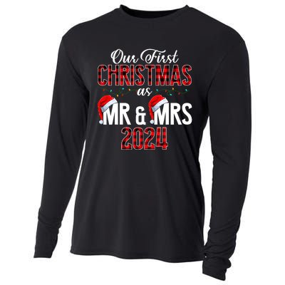 Cute Our First Christmas As Mr & Mrs 2024 Couples Pajamas Cooling Performance Long Sleeve Crew