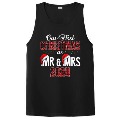 Cute Our First Christmas As Mr & Mrs 2024 Couples Pajamas PosiCharge Competitor Tank