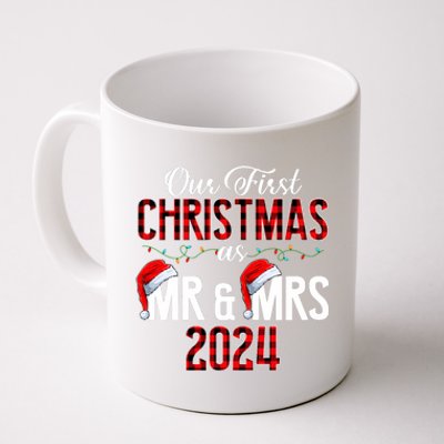 Cute Our First Christmas As Mr & Mrs 2024 Couples Pajamas Coffee Mug