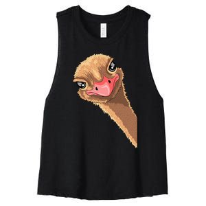 cutes Ostrich face ostrich costume Women's Racerback Cropped Tank