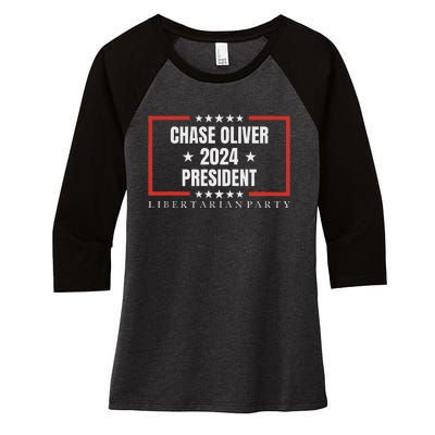 Chase Oliver For President Libertarian Party 2024 Women's Tri-Blend 3/4-Sleeve Raglan Shirt