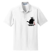 Cat Oops! Funny Black Cat Murderous Cat With Knife Dry Zone Grid Polo