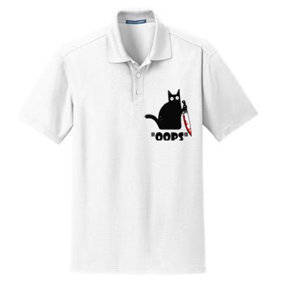 Cat Oops! Funny Black Cat Murderous Cat With Knife Dry Zone Grid Polo