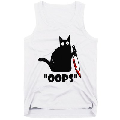 Cat Oops! Funny Black Cat Murderous Cat With Knife Tank Top