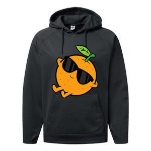 Cute Orange Fruit Relaxing Lazy Orange Performance Fleece Hoodie