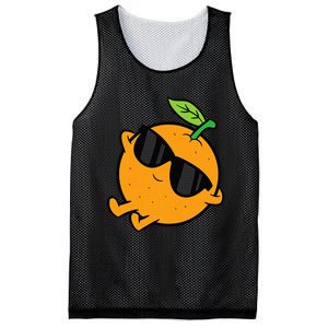 Cute Orange Fruit Relaxing Lazy Orange Mesh Reversible Basketball Jersey Tank