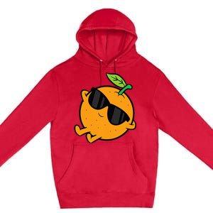 Cute Orange Fruit Relaxing Lazy Orange Premium Pullover Hoodie