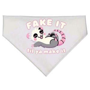 Cute Opossum Fake It Til Ya Make It Weird Strange Gift USA-Made Doggie Bandana