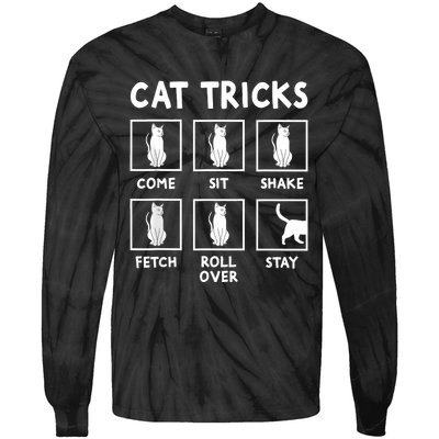 Cat Owner Funny Cat Tricks For Feline Kitten Lover Tie-Dye Long Sleeve Shirt