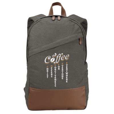 Christ Offers Forgiveness For Everyone Everywhere Coffee Pun Gift Cotton Canvas Backpack