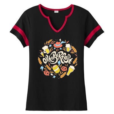 Celebrating Oktoberfest Festival Ladies Halftime Notch Neck Tee