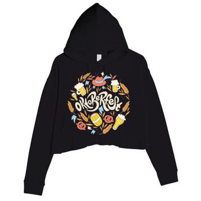 Celebrating Oktoberfest Festival Crop Fleece Hoodie