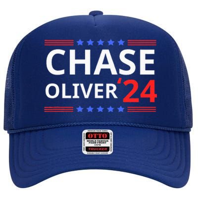 Chase Oliver For President 2024 Libertarian Vote For Chase High Crown Mesh Back Trucker Hat