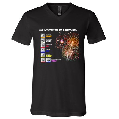 Chemistry Of Fireworks 4th Of July Science Nerd V-Neck T-Shirt