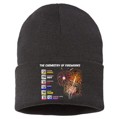 Chemistry Of Fireworks 4th Of July Science Nerd Sustainable Knit Beanie