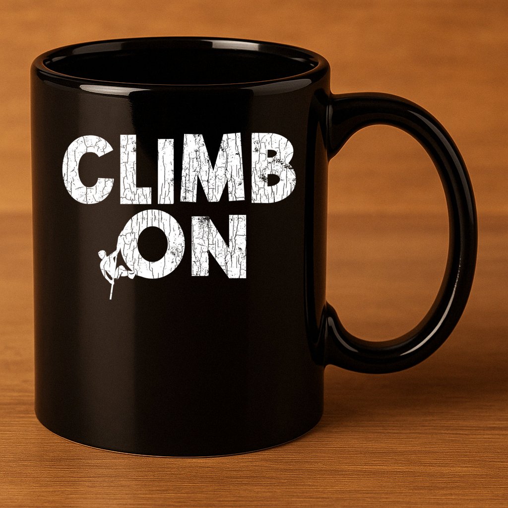 Climb On Funny Mountain Climbing Rock Climber Graphic Gift 11oz C Handle Ceramic Mug