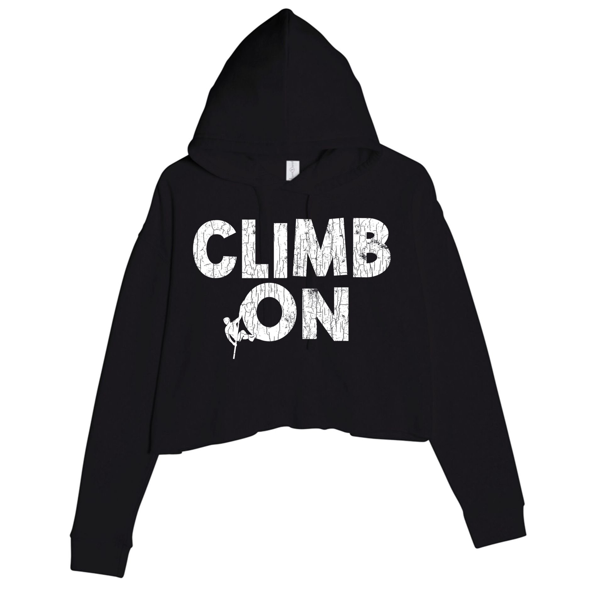 Climb On Funny Mountain Climbing Rock Climber Graphic Gift Crop Fleece Hoodie
