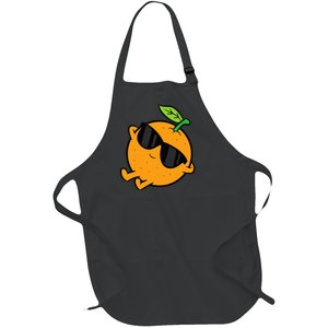 Cute Orange Fruit Relaxing Lazy Orange Full-Length Apron With Pockets