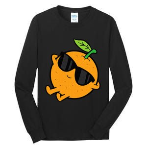 Cute Orange Fruit Relaxing Lazy Orange Tall Long Sleeve T-Shirt