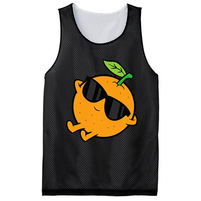 Cute Orange Fruit Relaxing Lazy Orange Mesh Reversible Basketball Jersey Tank