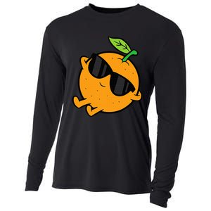 Cute Orange Fruit Relaxing Lazy Orange Cooling Performance Long Sleeve Crew