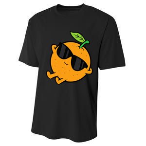 Cute Orange Fruit Relaxing Lazy Orange Performance Sprint T-Shirt