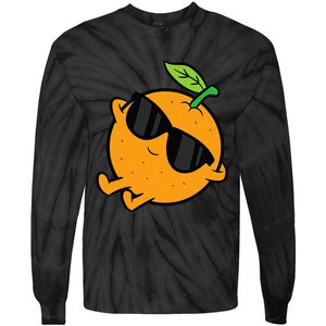 Cute Orange Fruit Relaxing Lazy Orange Tie-Dye Long Sleeve Shirt