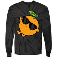 Cute Orange Fruit Relaxing Lazy Orange Tie-Dye Long Sleeve Shirt