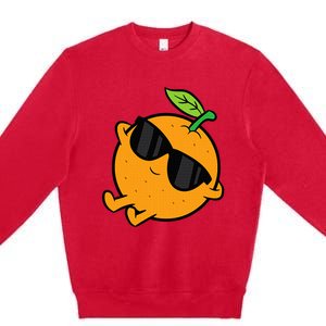 Cute Orange Fruit Relaxing Lazy Orange Premium Crewneck Sweatshirt