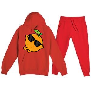 Cute Orange Fruit Relaxing Lazy Orange Premium Hooded Sweatsuit Set