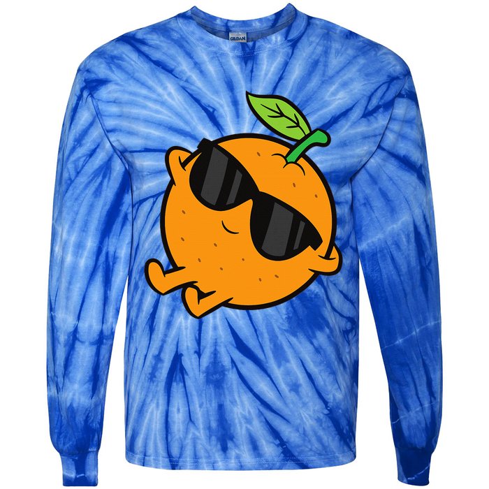 Cute Orange Fruit Relaxing Lazy Orange Tie-Dye Long Sleeve Shirt