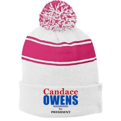 Candace Owens For President 2024 Stripe Pom Pom Beanie