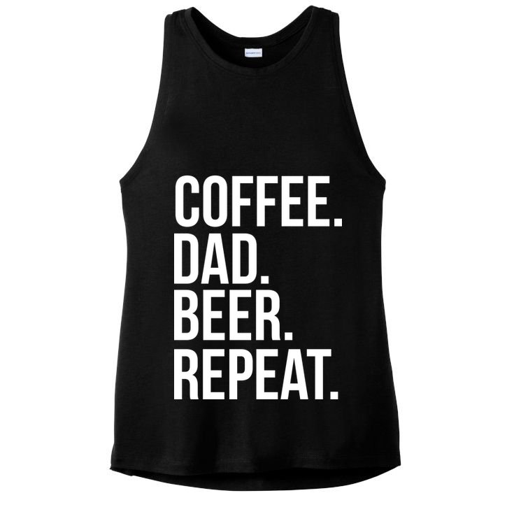 Coffee. Dad. Beer. Repeat. Funny Ladies PosiCharge Tri-Blend Wicking Tank