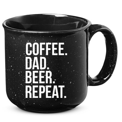 Coffee. Dad. Beer. Repeat. Funny 15oz Campfire Ceramic Mug